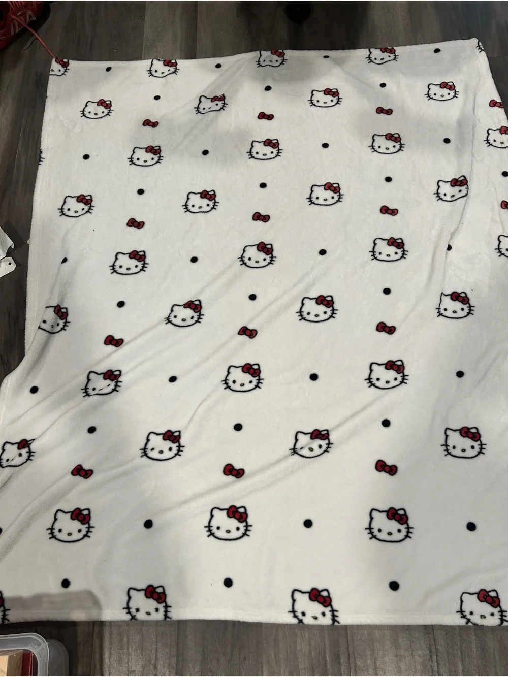 Hello Kitty White & Red Plush Throw Blanket - Cute Fleece Design